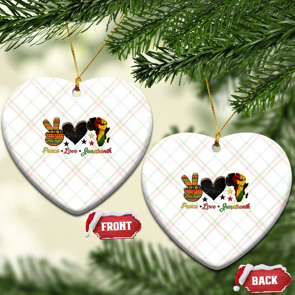 Peace Love Juneteenth Ceramic Ornament 1865 Heart Kente Peace Sign Africa Fist TS02 Print Your Wear