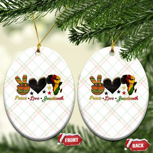 Peace Love Juneteenth Ceramic Ornament 1865 Heart Kente Peace Sign Africa Fist TS02 Print Your Wear