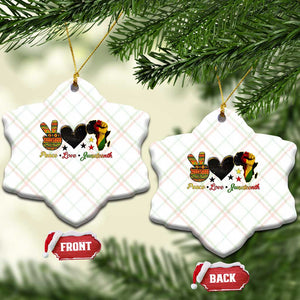Peace Love Juneteenth Ceramic Ornament 1865 Heart Kente Peace Sign Africa Fist TS02 Print Your Wear