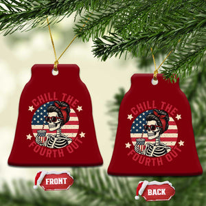 Retro Skeleton 4th of July Ceramic Ornament Chill The Fourth Out Funny Patriotic American Flag TS02 Print Your Wear