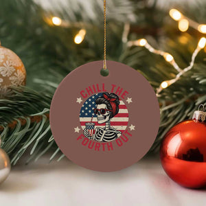 Retro Skeleton 4th of July Ceramic Ornament Chill The Fourth Out Funny Patriotic American Flag TS02 1pc Mocha Print Your Wear