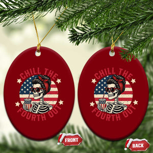 Retro Skeleton 4th of July Ceramic Ornament Chill The Fourth Out Funny Patriotic American Flag TS02 Print Your Wear