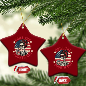 Retro Skeleton 4th of July Ceramic Ornament Chill The Fourth Out Funny Patriotic American Flag TS02 Print Your Wear