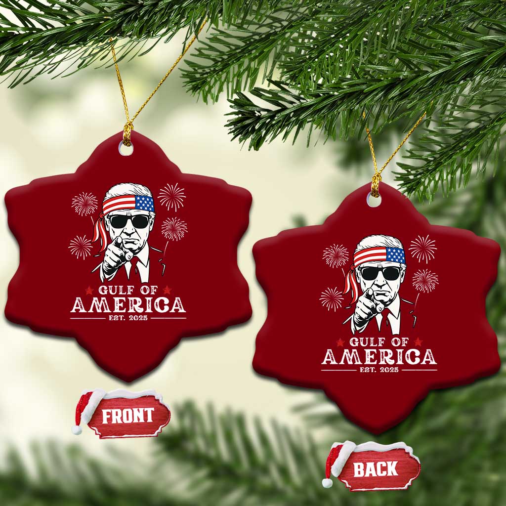 Patriotic Gulf Of USA Est 2025 Ceramic Ornament Funny Trump Happy 4th Of July TS02 Print Your Wear