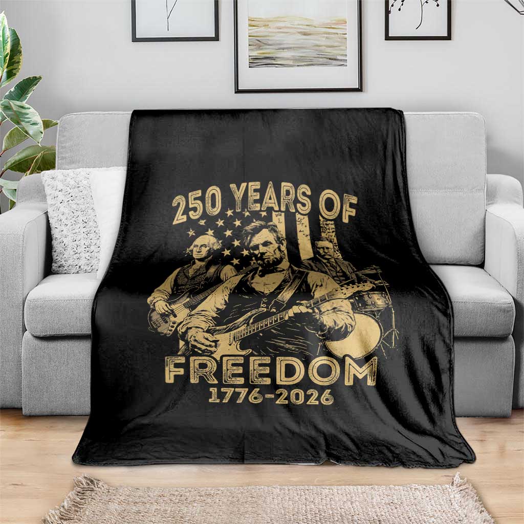 250 Years of Freedom US Presidents Rock Band Throw Blanket Funny Abraham Lincoln George Washington Teddy Roosevelt Concert 1776 to 2026 TS02 Print Your Wear