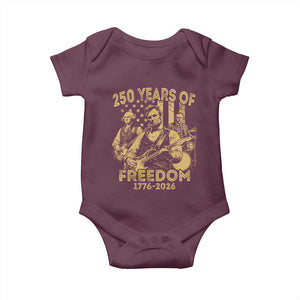 250 Years of Freedom US Presidents Rock Band Baby Onesie Funny Abraham Lincoln George Washington Teddy Roosevelt Concert 1776 to 2026 TS02 Maroon Print Your Wear