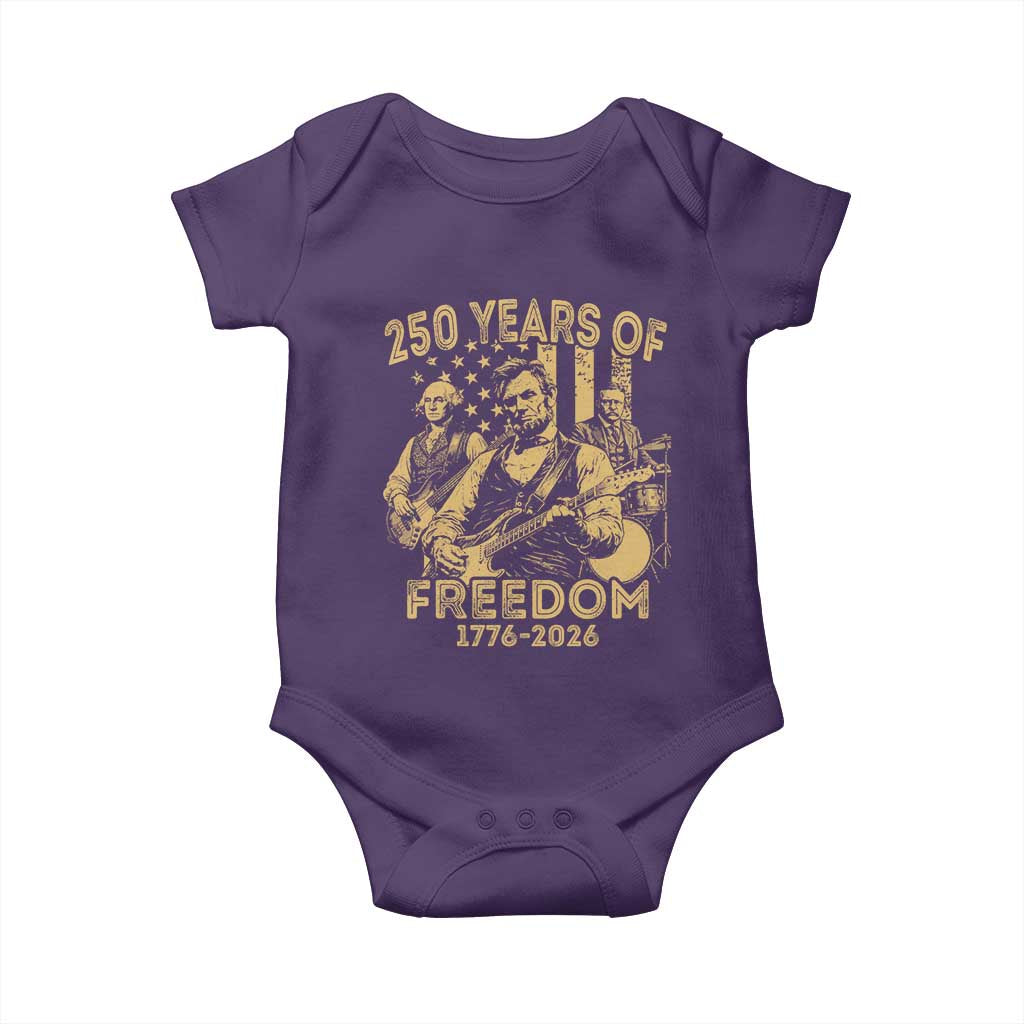 250 Years of Freedom US Presidents Rock Band Baby Onesie Funny Abraham Lincoln George Washington Teddy Roosevelt Concert 1776 to 2026 TS02 Purple Print Your Wear