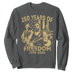 250 Years of Freedom US Presidents Rock Band Sweatshirt Funny Abraham Lincoln George Washington Teddy Roosevelt Concert 1776 to 2026 TS02 Dark Heather Print Your Wear