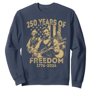 250 Years of Freedom US Presidents Rock Band Sweatshirt Funny Abraham Lincoln George Washington Teddy Roosevelt Concert 1776 to 2026 TS02 Navy Print Your Wear