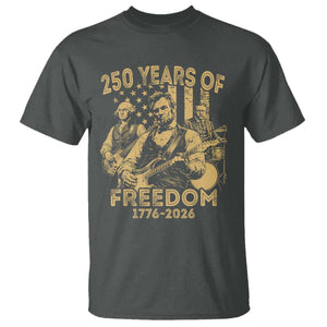 250 Years of Freedom US Presidents Rock Band T Shirt Funny Abraham Lincoln George Washington Teddy Roosevelt Concert 1776 to 2026 TS02 Dark Heather Print Your Wear