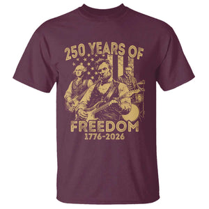 250 Years of Freedom US Presidents Rock Band T Shirt Funny Abraham Lincoln George Washington Teddy Roosevelt Concert 1776 to 2026 TS02 Maroon Print Your Wear