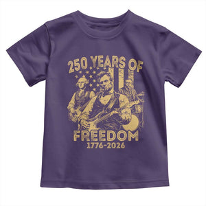 250 Years of Freedom US Presidents Rock Band Toddler T Shirt Funny Abraham Lincoln George Washington Teddy Roosevelt Concert 1776 to 2026 TS02 Purple Print Your Wear