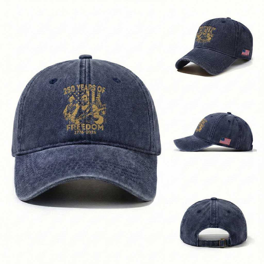 250 Years of Freedom US Presidents Rock Band Washed Cotton Baseball Cap Funny Abraham Lincoln George Washington Teddy Roosevelt Concert 1776 to 2026 TS02 Washed Cap Universal Fit Navy Print Your Wear