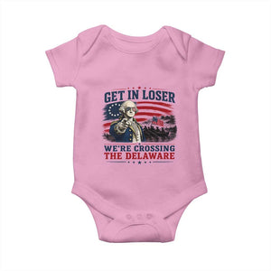 Get In Loser We're Crossing The Delaware Uncle Sam Style Baby Onesie Funny George Washington Pointing Vintage American Flag Patriotic TS02 Light Pink Print Your Wear
