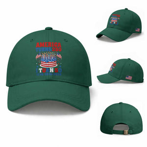 America Turns 250 I Turn 50 Funny 1976 Birthday Baseball Cap American Flag Cake 1776 to 2026 Semiquincentennial TS02 Baseball Cap Universal Fit Irish Green Print Your Wear