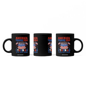 America Turns 250 I Turn 50 Funny 1976 Birthday Coffee Mug American Flag Cake 1776 to 2026 Semiquincentennial TS02 Print Your Wear
