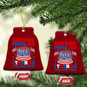 America Turns 250 I Turn 50 Funny 1976 Birthday Ceramic Ornament American Flag Cake 1776 to 2026 Semiquincentennial TS02 Print Your Wear