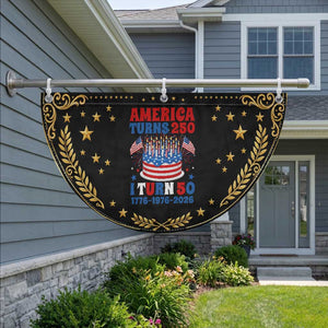 America Turns 250 I Turn 50 Funny 1976 Birthday Patriotic Fan Flag American Flag Cake 1776 to 2026 Semiquincentennial