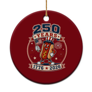 250 Years 1776 to 2026 Cartoon Hot Dog Ceramic Ornament Funny Uncle Sam Top Hat Waving American Flag Semiquincentennial TS02 1pc Red Print Your Wear
