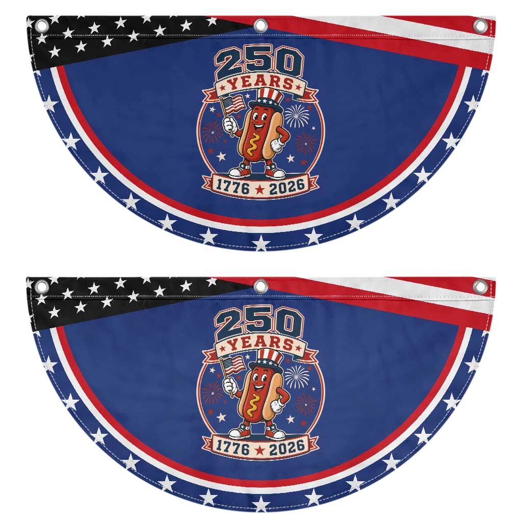 250 Years 1776 to 2026 Cartoon Hot Dog Patriotic Fan Flag Funny Uncle Sam Top Hat Waving American Flag Semiquincentennial