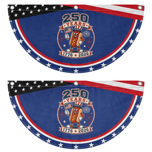 250 Years 1776 to 2026 Cartoon Hot Dog Patriotic Fan Flag Funny Uncle Sam Top Hat Waving American Flag Semiquincentennial