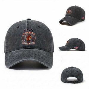 250 Years 1776 to 2026 Cartoon Hot Dog Washed Cotton Baseball Cap Funny Uncle Sam Top Hat Waving American Flag Semiquincentennial