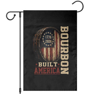 Bourbon Built America Vintage Distressed Graphic Garden Flag American Flag Whiskey Barrel 1776 to 2026 Semiquincentennial Patriotic TS02 Black Print Your Wear