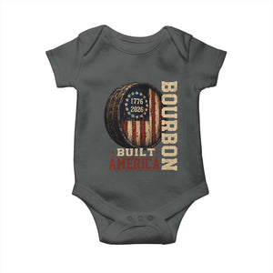 Bourbon Built America Vintage Distressed Graphic Baby Onesie American Flag Whiskey Barrel 1776 to 2026 Semiquincentennial Patriotic TS02 Dark Heather Print Your Wear