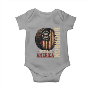 Bourbon Built America Vintage Distressed Graphic Baby Onesie American Flag Whiskey Barrel 1776 to 2026 Semiquincentennial Patriotic TS02 Sport Gray Print Your Wear