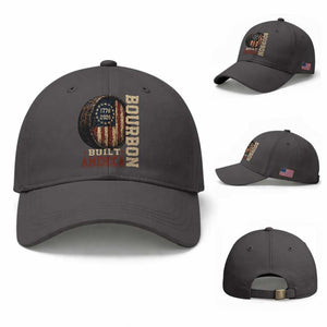 Bourbon Built America Vintage Distressed Graphic Baseball Cap American Flag Whiskey Barrel 1776 to 2026 Semiquincentennial Patriotic TS02 Baseball Cap Universal Fit Dark Gray Print Your Wear