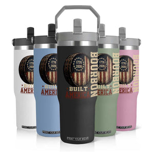 Bourbon Built America Vintage Distressed Graphic Flip Straw Tumbler American Flag Whiskey Barrel 1776 to 2026 Semiquincentennial Patriotic TS02 Print Your Wear
