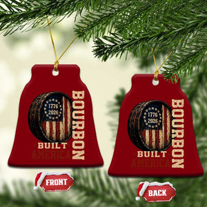 Bourbon Built America Vintage Distressed Graphic Ceramic Ornament American Flag Whiskey Barrel 1776 to 2026 Semiquincentennial Patriotic TS02 Print Your Wear