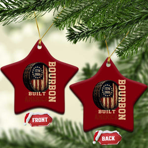 Bourbon Built America Vintage Distressed Graphic Ceramic Ornament American Flag Whiskey Barrel 1776 to 2026 Semiquincentennial Patriotic TS02 Print Your Wear