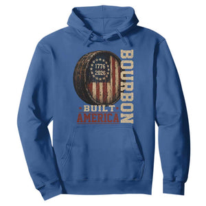 Bourbon Built America Vintage Distressed Graphic Hoodie American Flag Whiskey Barrel 1776 to 2026 Semiquincentennial Patriotic TS02 Royal Blue Print Your Wear