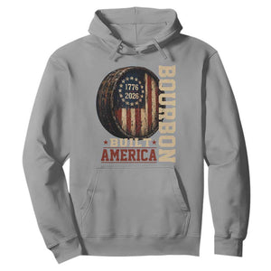 Bourbon Built America Vintage Distressed Graphic Hoodie American Flag Whiskey Barrel 1776 to 2026 Semiquincentennial Patriotic TS02 Sport Gray Print Your Wear