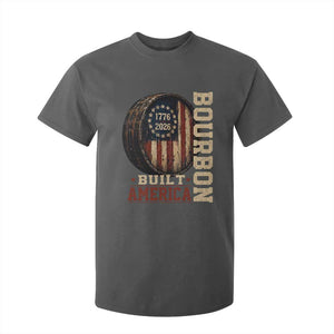 Bourbon Built America Vintage Distressed Graphic T Shirt For Kid American Flag Whiskey Barrel 1776 to 2026 Semiquincentennial Patriotic TS02 Dark Heather Print Your Wear