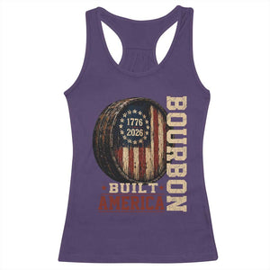 Bourbon Built America Vintage Distressed Graphic Racerback Tank Top American Flag Whiskey Barrel 1776 to 2026 Semiquincentennial Patriotic TS02 Purple Print Your Wear