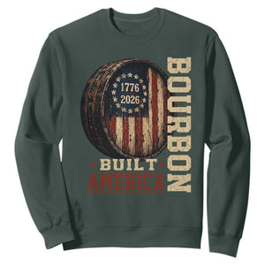 Bourbon Built America Vintage Distressed Graphic Sweatshirt American Flag Whiskey Barrel 1776 to 2026 Semiquincentennial Patriotic