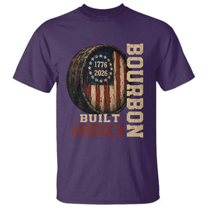 Bourbon Built America Vintage Distressed Graphic T Shirt American Flag Whiskey Barrel 1776 to 2026 Semiquincentennial Patriotic TS02 Purple Print Your Wear