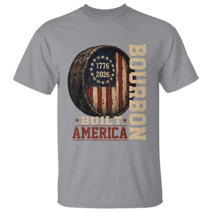 Bourbon Built America Vintage Distressed Graphic T Shirt American Flag Whiskey Barrel 1776 to 2026 Semiquincentennial Patriotic TS02 Sport Gray Print Your Wear