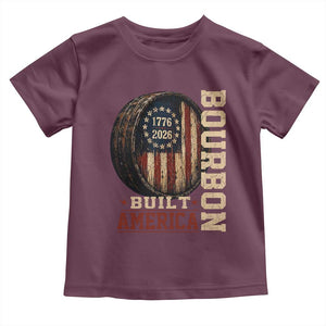 Bourbon Built America Vintage Distressed Graphic Toddler T Shirt American Flag Whiskey Barrel 1776 to 2026 Semiquincentennial Patriotic TS02 Maroon Print Your Wear
