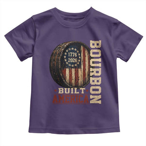 Bourbon Built America Vintage Distressed Graphic Toddler T Shirt American Flag Whiskey Barrel 1776 to 2026 Semiquincentennial Patriotic TS02 Purple Print Your Wear