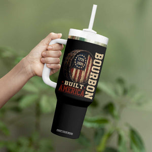 Bourbon Built America Vintage Distressed Graphic Tumbler With Handle American Flag Whiskey Barrel 1776 to 2026 Semiquincentennial Patriotic TS02 Print Your Wear