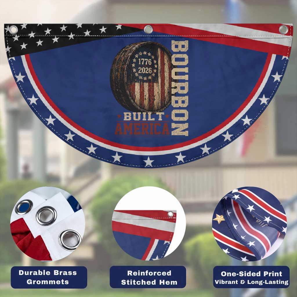 Bourbon Built America Vintage Distressed Graphic Patriotic Fan Flag American Flag Whiskey Barrel 1776 to 2026 Semiquincentennial