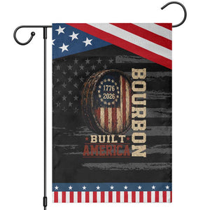 Bourbon Built America Vintage Distressed Graphic Patriotic Garden Flag American Flag Whiskey Barrel 1776 to 2026 Semiquincentennial