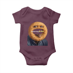 Funny Sonion Ring Cursed Meme Graphic Baby Onesie Surreal Deep Fried Onion Ring Joke TS02 Maroon Print Your Wear