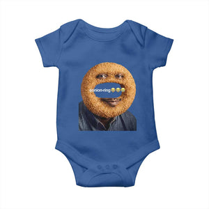 Funny Sonion Ring Cursed Meme Graphic Baby Onesie Surreal Deep Fried Onion Ring Joke TS02 Royal Blue Print Your Wear