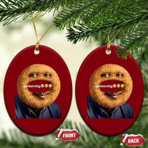 Funny Sonion Ring Cursed Meme Graphic Ceramic Ornament Surreal Deep Fried Onion Ring Joke
