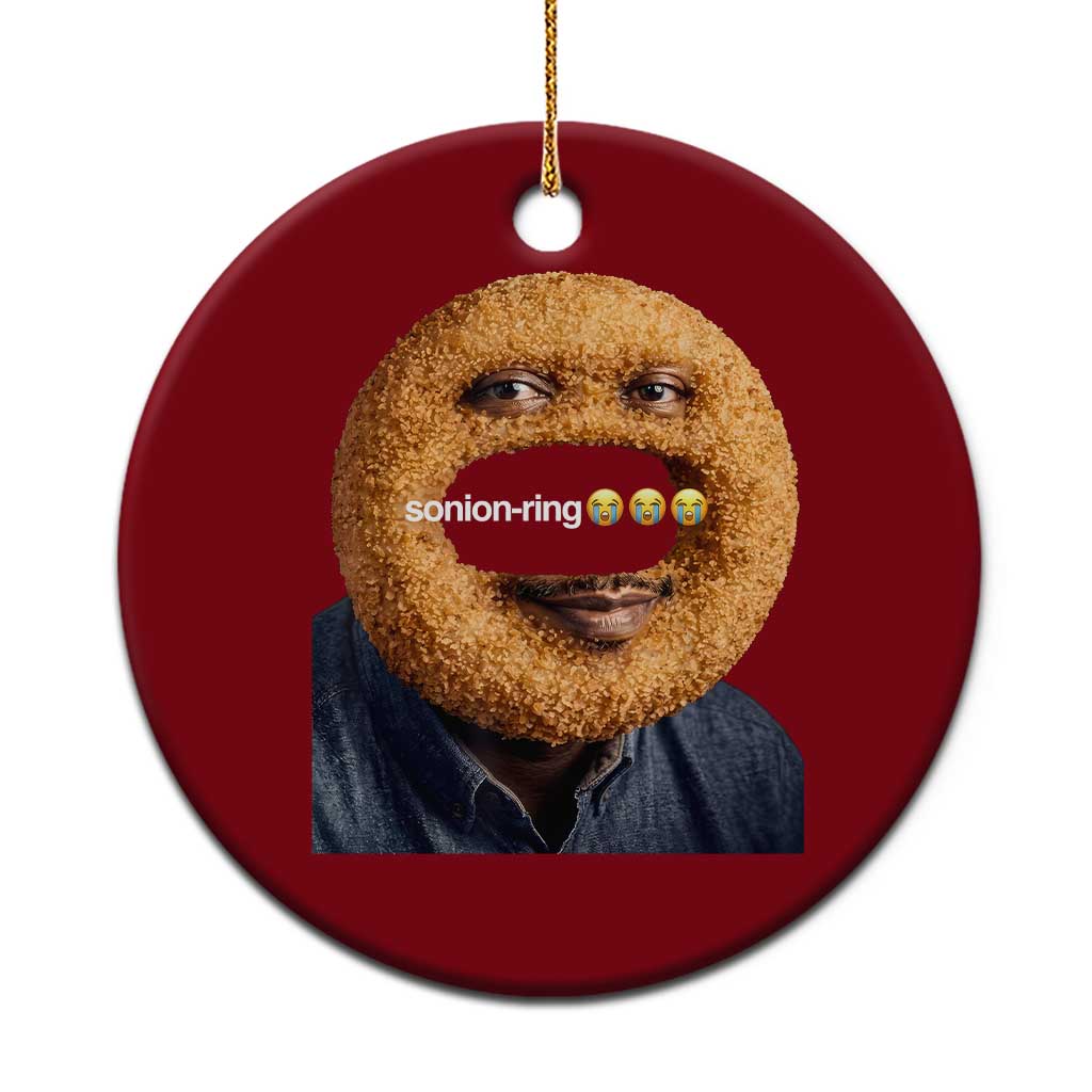 Funny Sonion Ring Cursed Meme Graphic Ceramic Ornament Surreal Deep Fried Onion Ring Joke TS02 1pc Red Print Your Wear