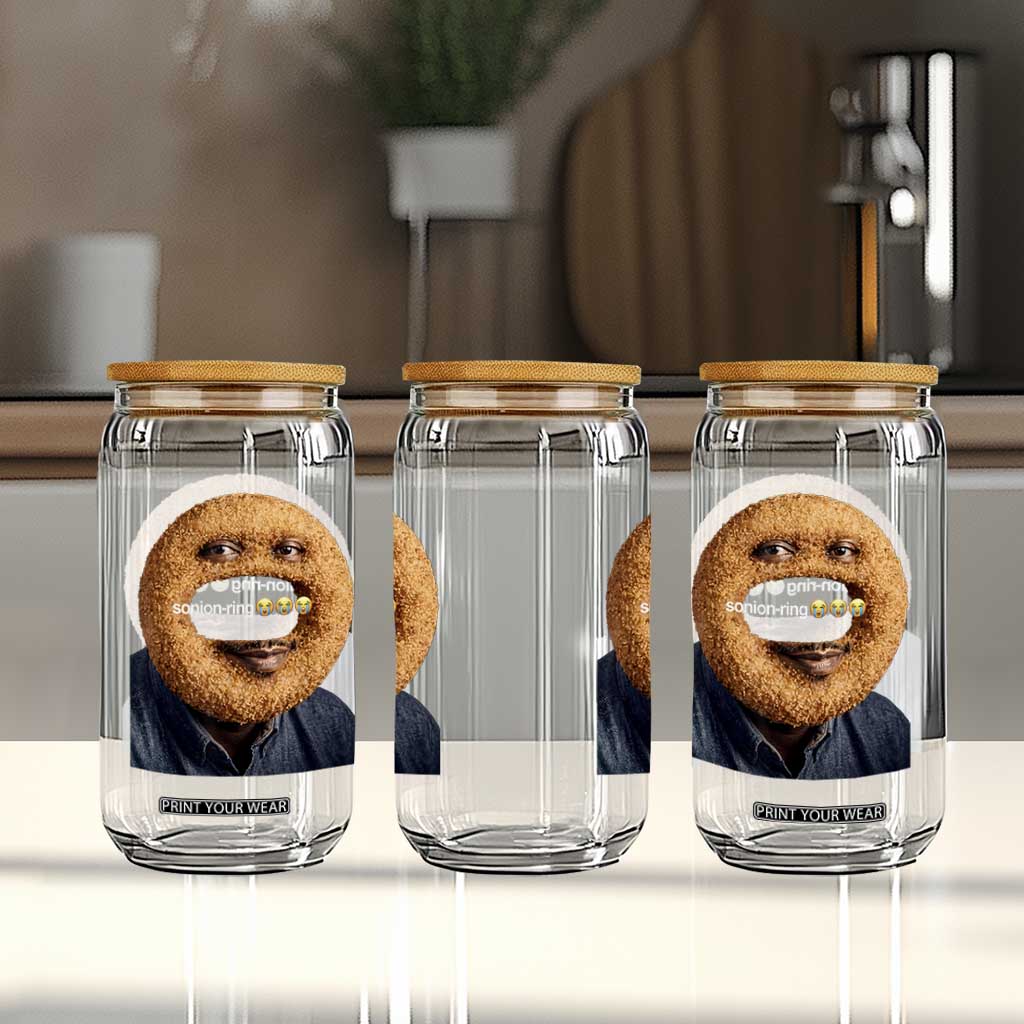 Funny Sonion Ring Cursed Meme Graphic Glass Can Surreal Deep Fried Onion Ring Joke